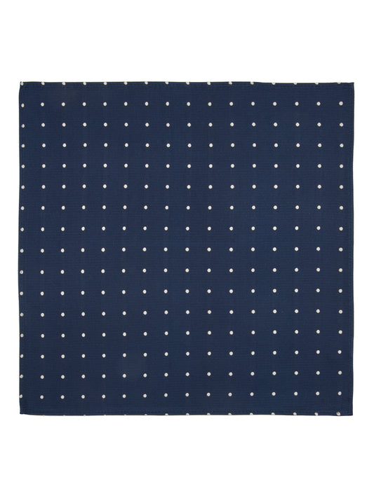 Polka Dot Silk Pocket Square - Navy