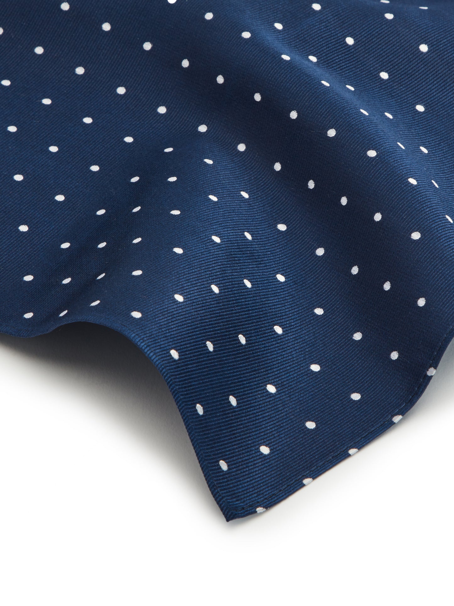 Polka Dot Silk Pocket Square - Navy