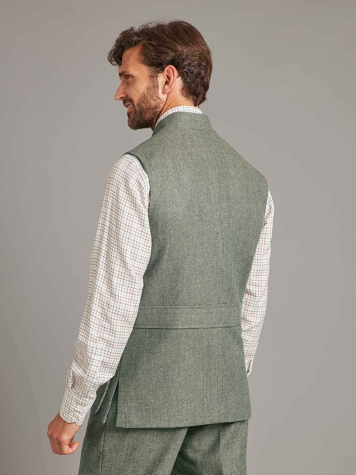 Limited Edition Gilet – Nailhead Tweed - Sage Green