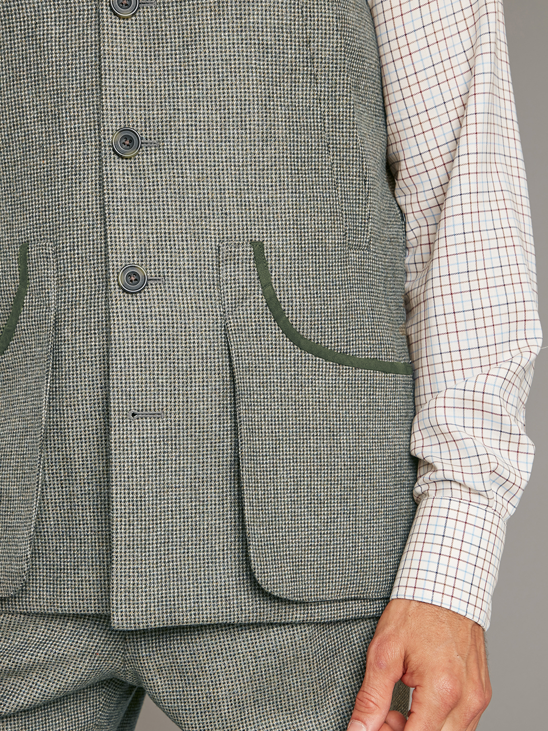 Limited Edition Gilet – Nailhead Tweed - Sage Green