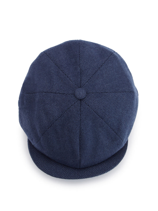 Bakerboy Cap - Navy Cashmere Herringbone