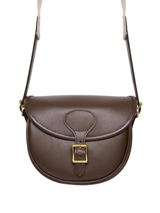 Plain Leather Cartridge Bag Brown