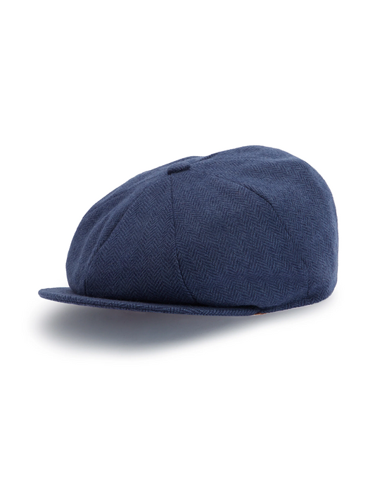 Bakerboy Cap - Cashmere Navy Herringbone