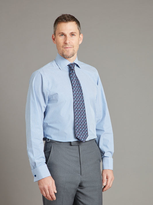 Berwick Shirt Classic Collar - Fine Stripe Mid Blue