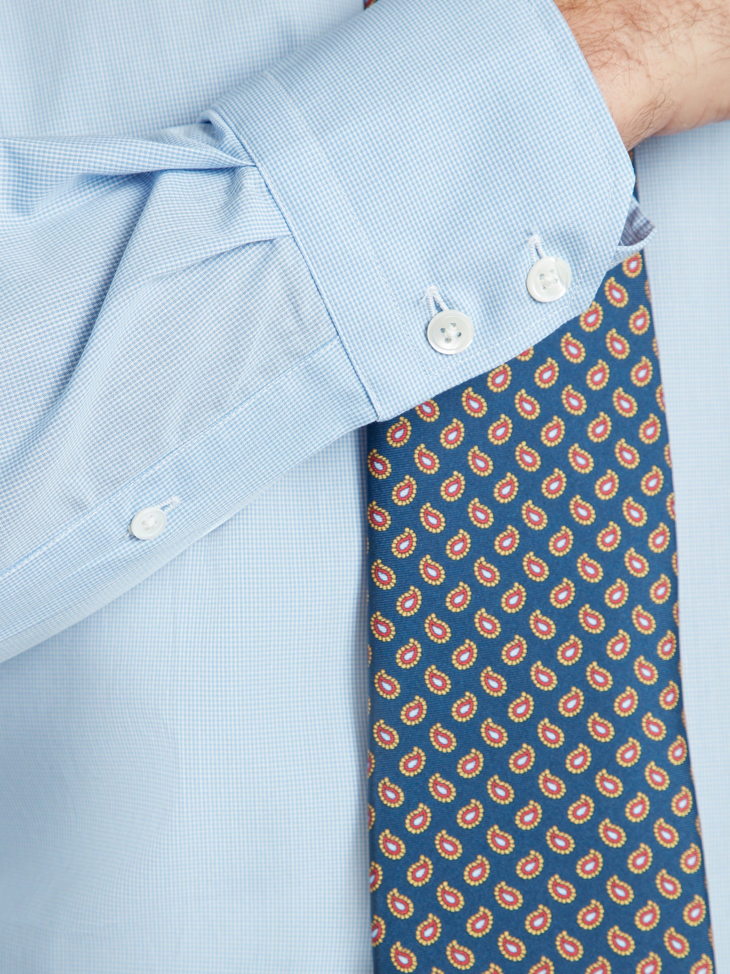 Berwick Shirt Classic Collar Micro Check - Sky Blue