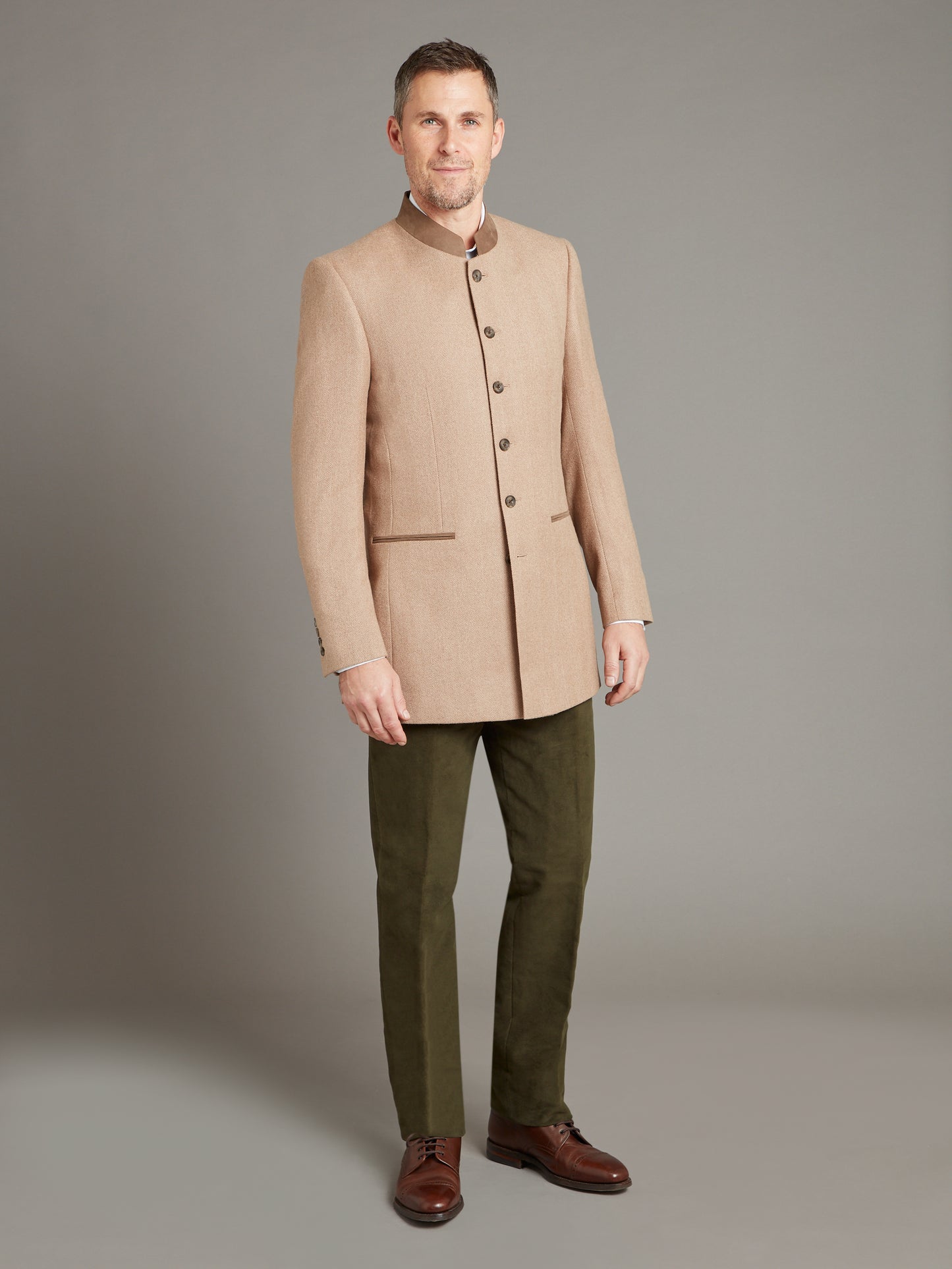 Austrian Jacket - Tan/Beige Herringbone