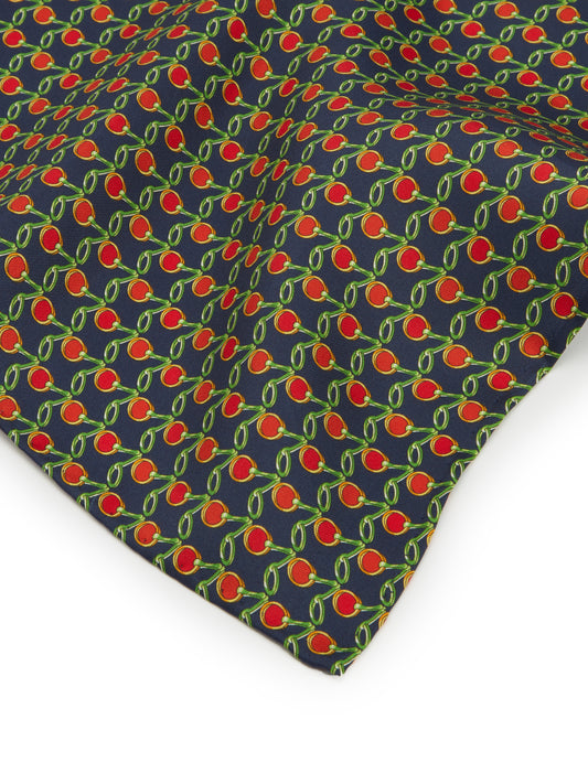 Stirrup Silk Pocket Square - Navy/Red