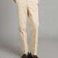 Flat Front Trousers Cotton Twill - Cream