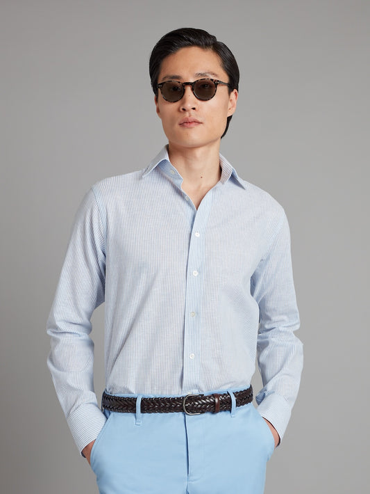 Amalfi Linen Shirt - Blue/White Stripe