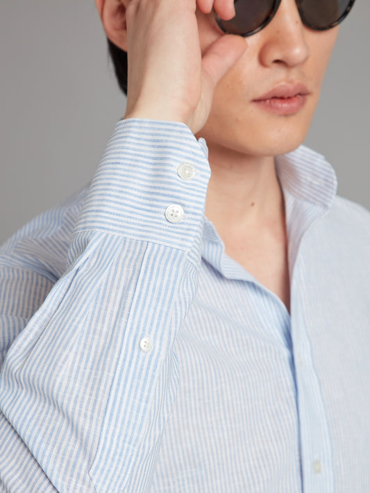 Amalfi Linen Shirt - Blue/White Stripe