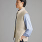 Linen Gilet with Zip - Stone