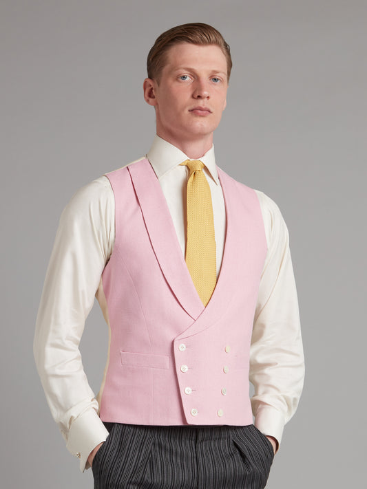 Pure Silk Double Breasted Waistcoat - Pink