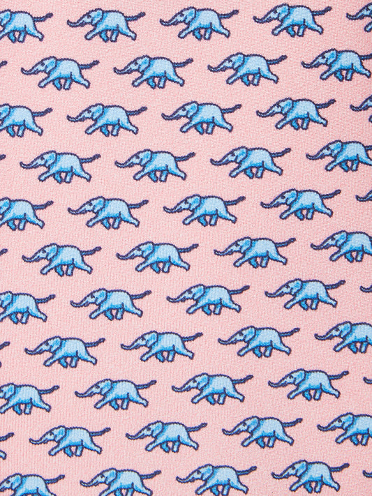 Pure Silk Elephant Tie - Pink/Blue