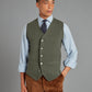 Fine Merino Wool Waistcoat - Seaweed Green