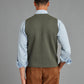 Fine Merino Wool Waistcoat - Seaweed Green