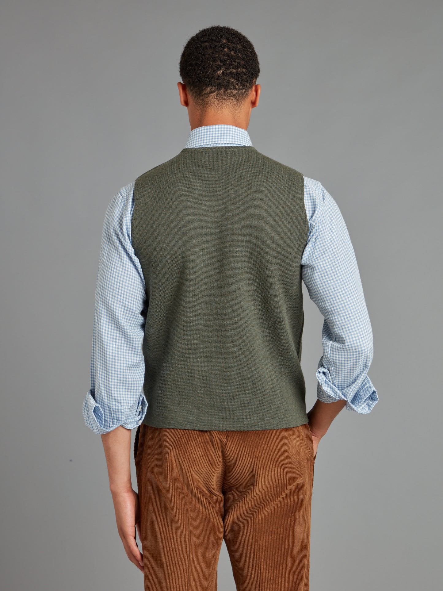 Fine Merino Wool Waistcoat - Seaweed Green