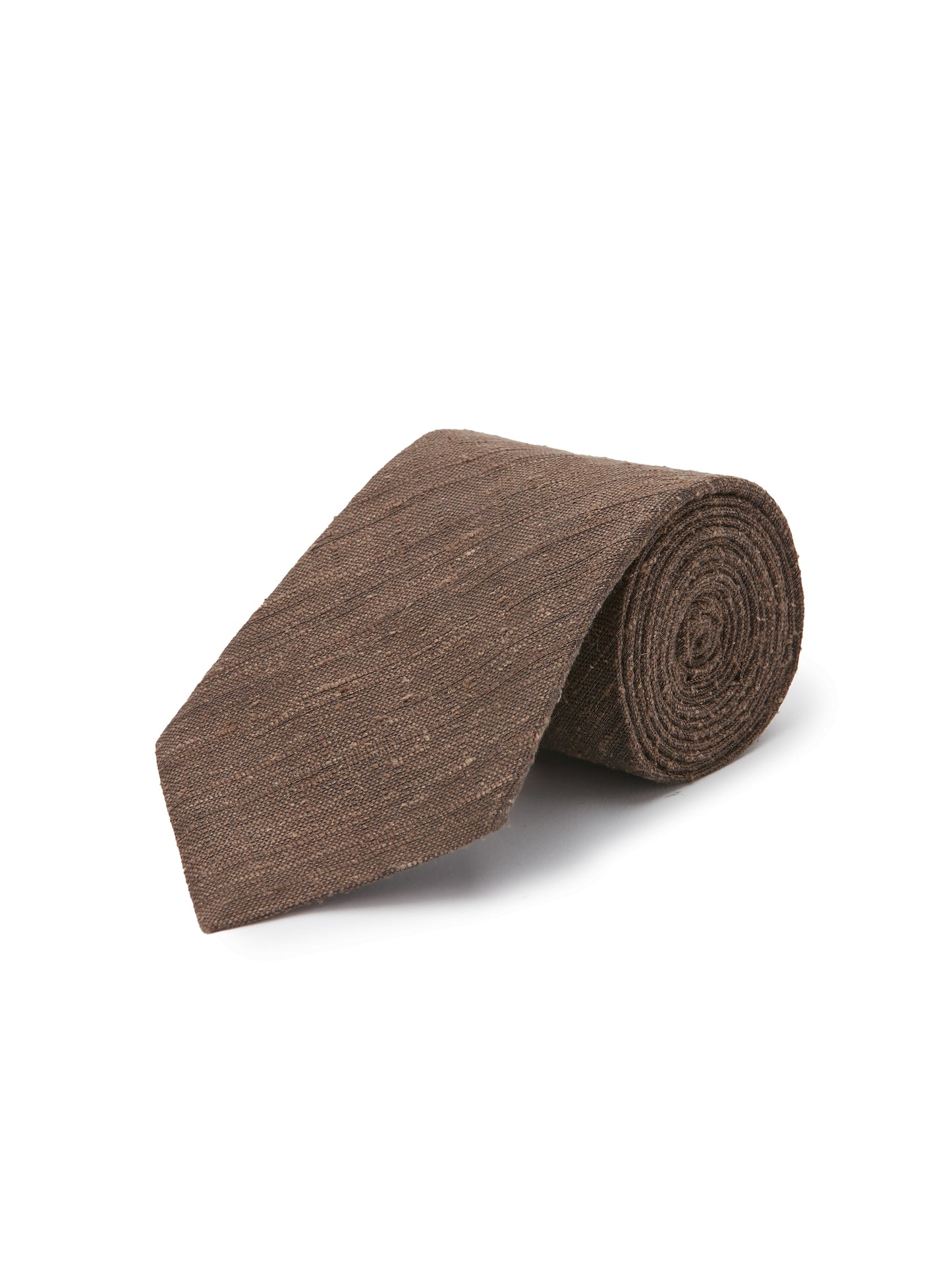 Pure Silk Shantung Tie - Brown