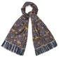 Flying Pheasant Scarf - Wool / Silk Blend - Navy