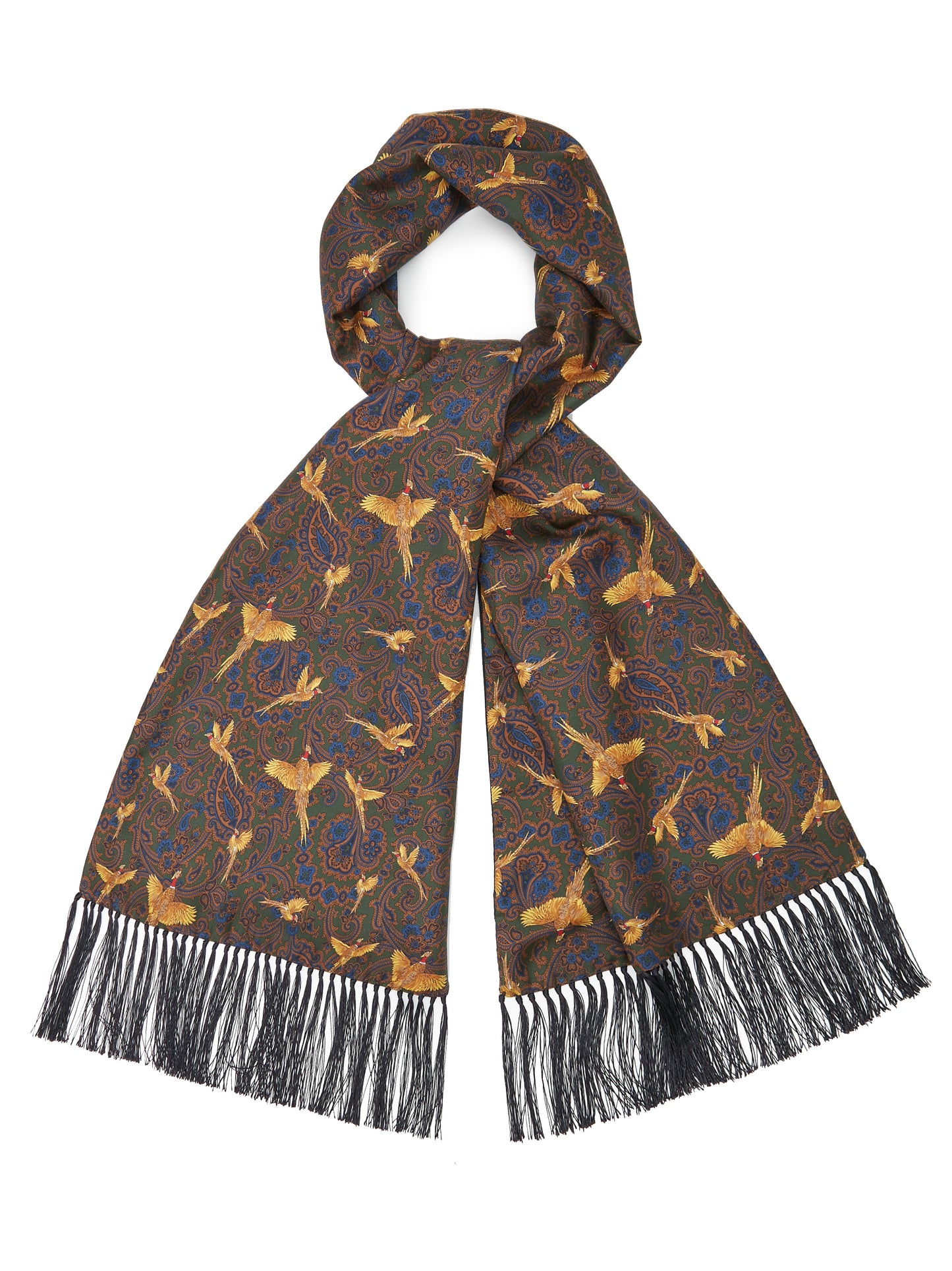 Flying Pheasant Scarf - Wool / Silk Blend - Green