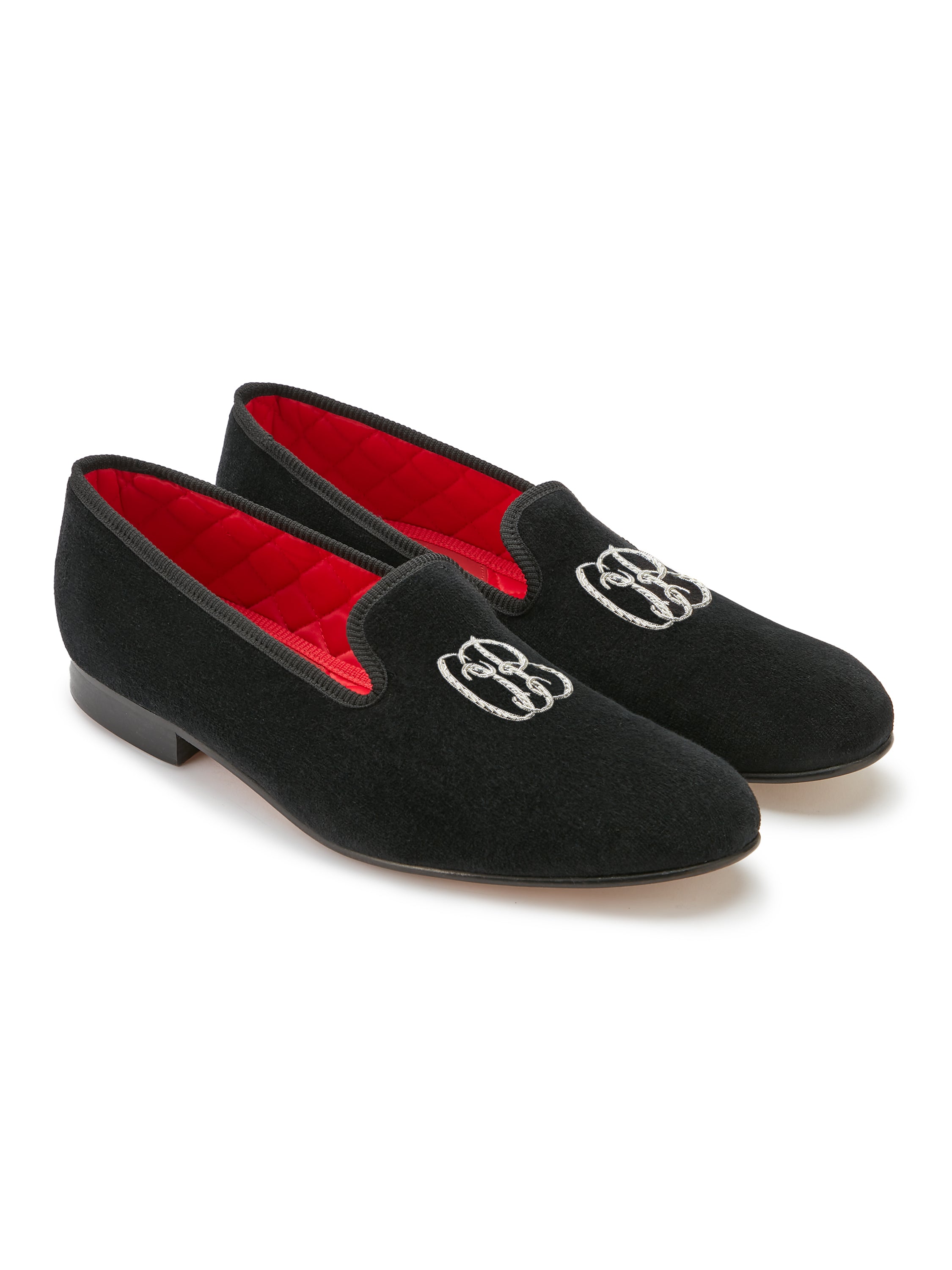 Monogrammed Velvet Albert Slippers Oliver Brown