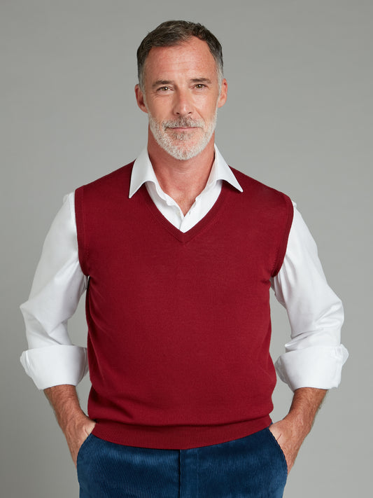 Merino Sleeveless Jumper - Bordeaux