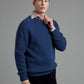 Lambswool Rib Stitch Crew Neck - Ink Blue