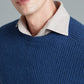 Lambswool Rib Stitch Crew Neck - Ink Blue