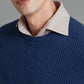 Lambswool Rib Stitch Crew Neck - Ink Blue