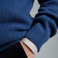 Lambswool Rib Stitch Crew Neck - Ink Blue