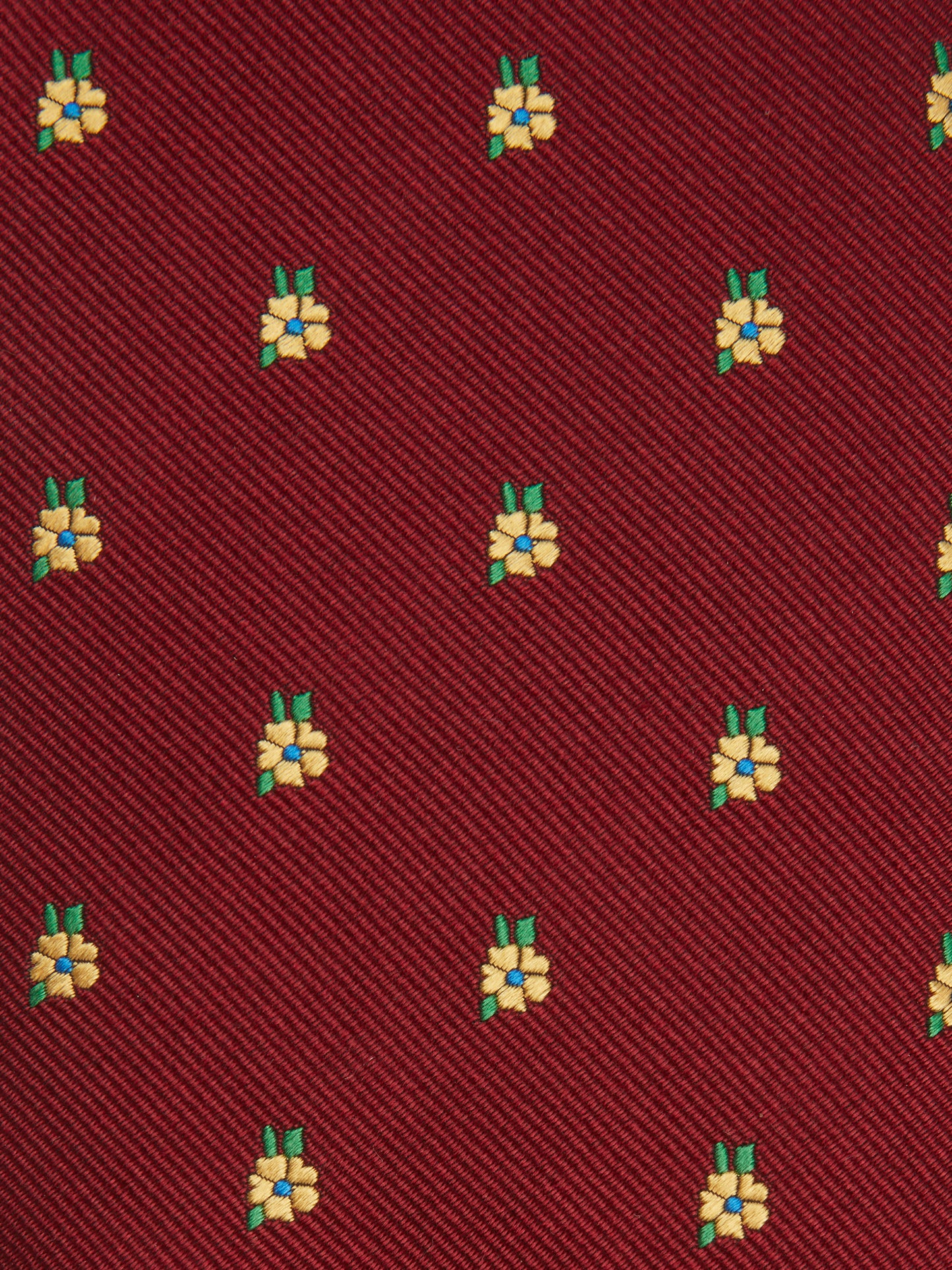 Pure Silk Myosotis Tie - Burgundy/Pale Yellow