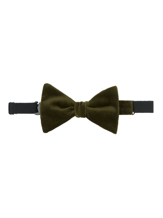 Velvet Bow Tie, Self Tie - Dark Olive