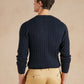 Cable Knit Cotton Cashmere Crew Neck Jumper - Navy