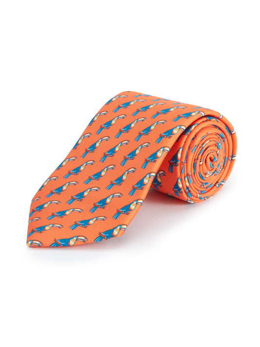 Pure Silk Toucan Tie - Orange