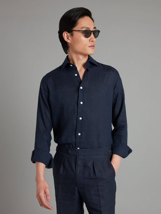 Amalfi Shirt Linen - Navy