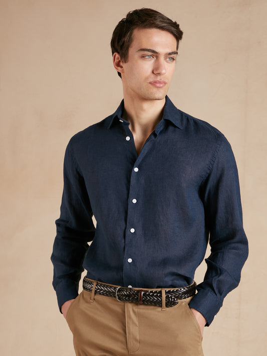 Amalfi Shirt Linen - Navy