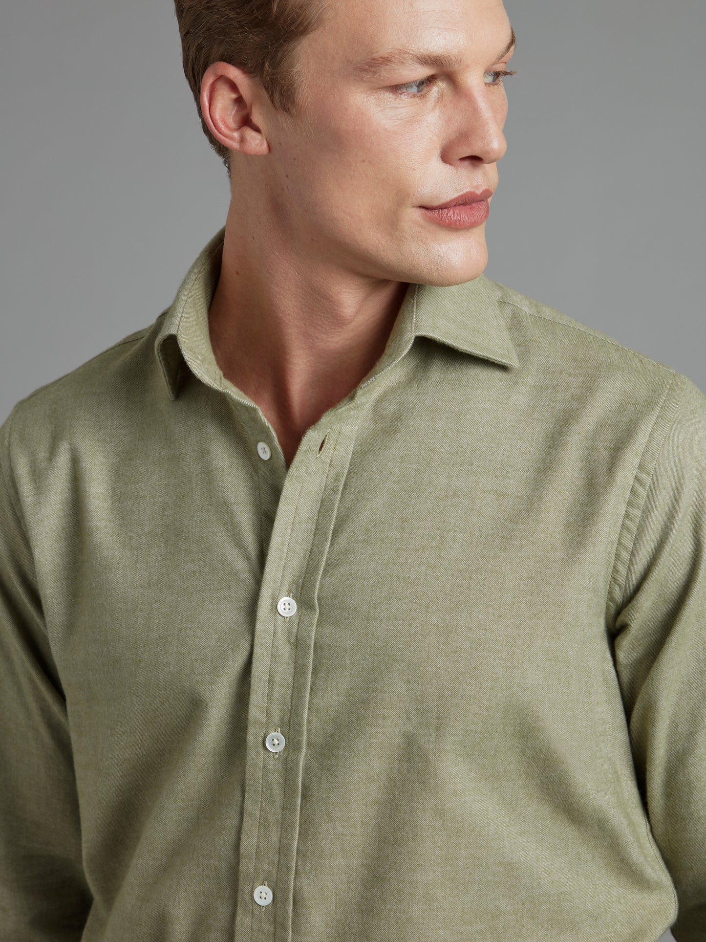 Brushed Cotton Shirt - Sage Green