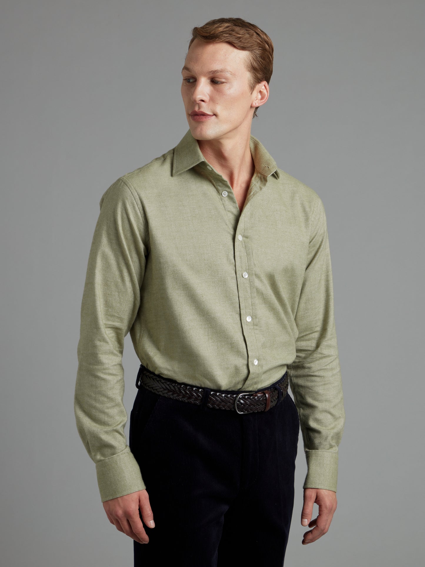 Brushed Cotton Shirt - Sage Green