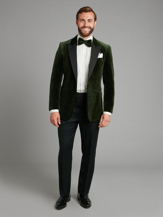 Carlyle Smoking Jacket - Green Velvet