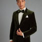 Carlyle Smoking Jacket - Dark Olive Velvet