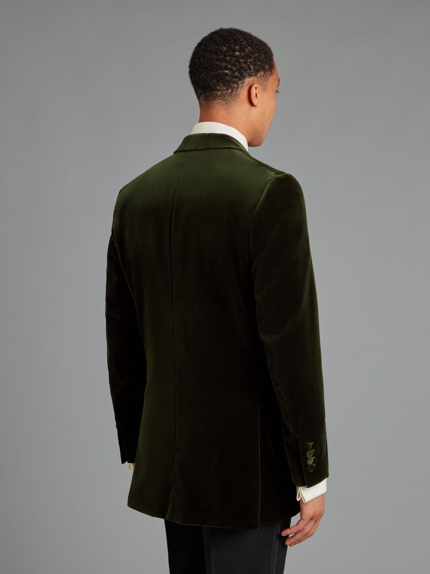 Carlyle Smoking Jacket - Dark Olive Velvet