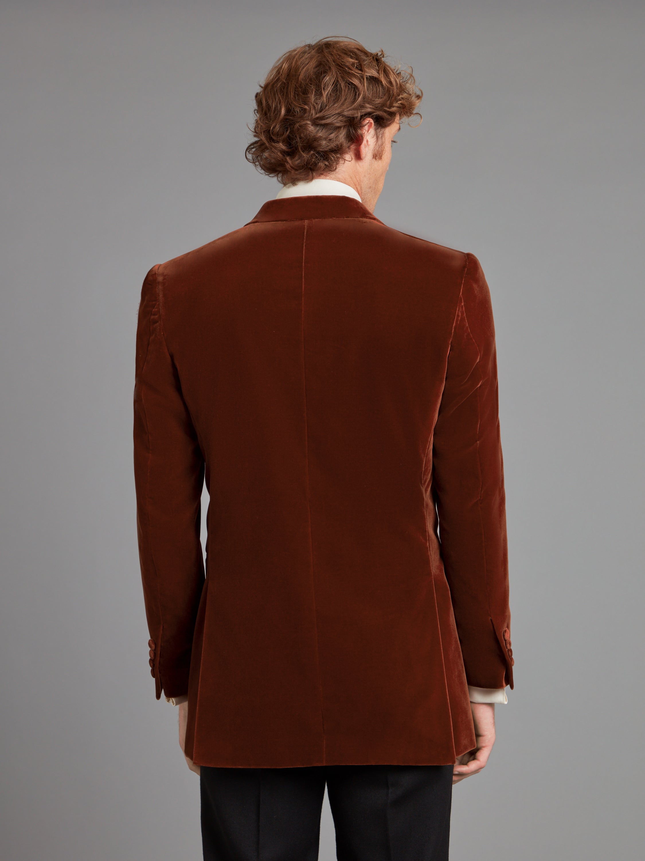 Carlyle Smoking Jacket Burnt Orange Velvet Men s Smoking Jacket Oliver Brown London