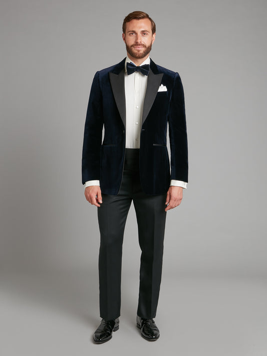 Carlyle Smoking Jacket - Navy Velvet