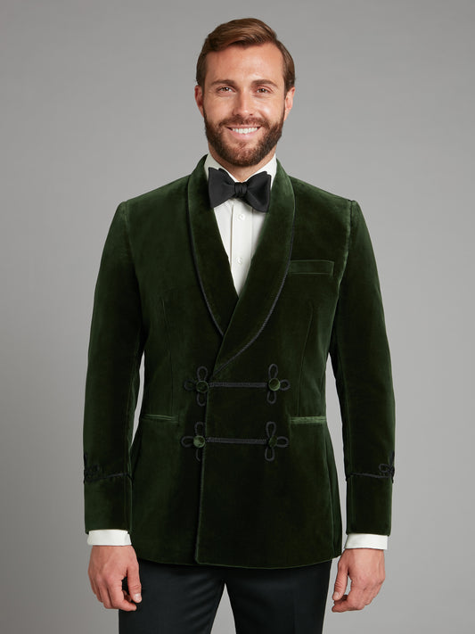 Caversham Smoking Jacket - Green Velvet