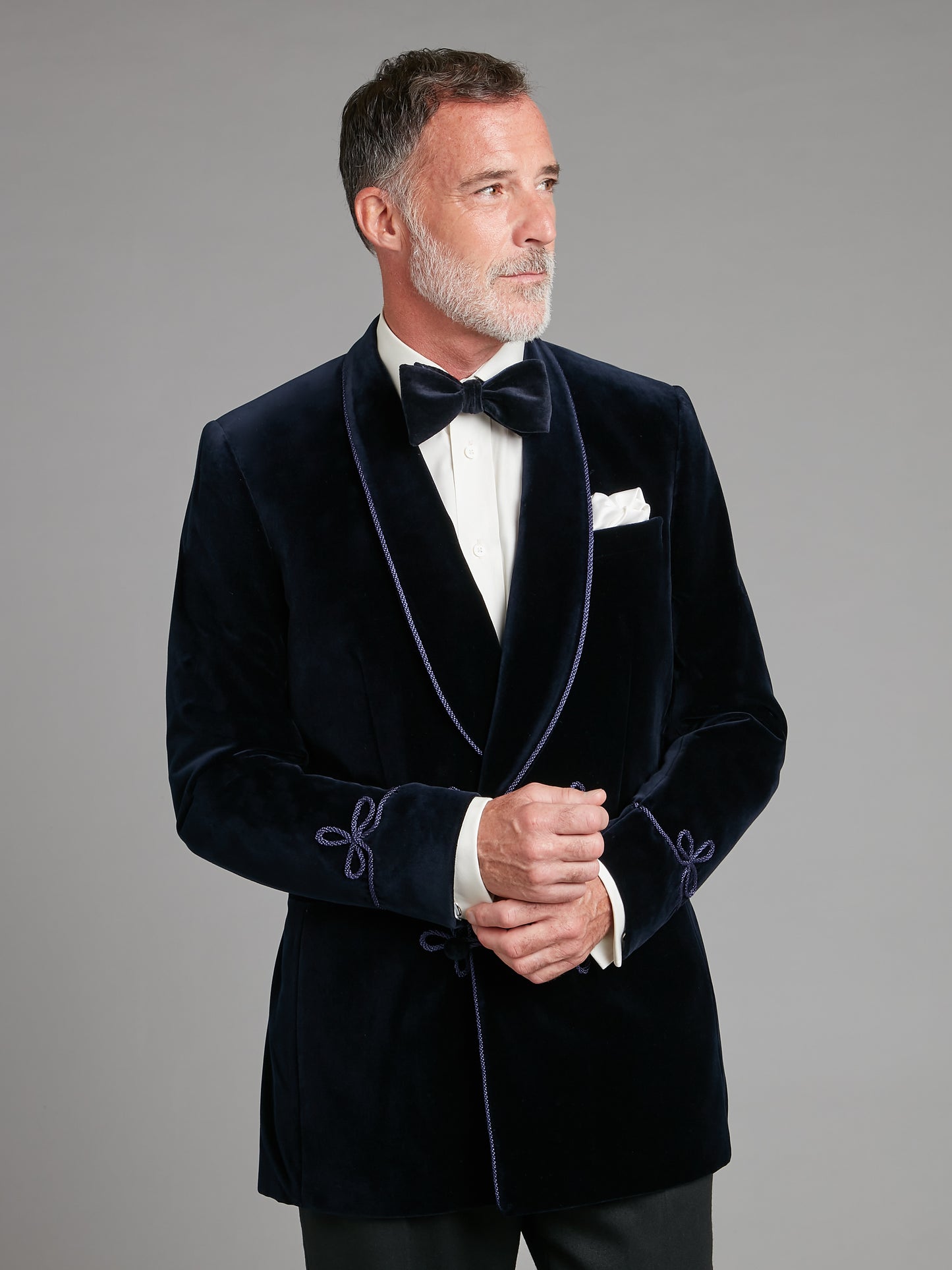 Caversham Smoking Jacket - Navy Velvet