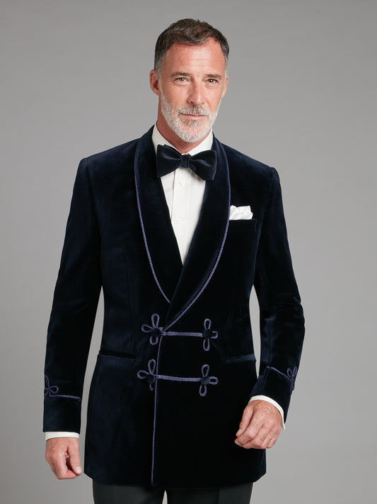 Caversham Smoking Jacket - Navy Velvet