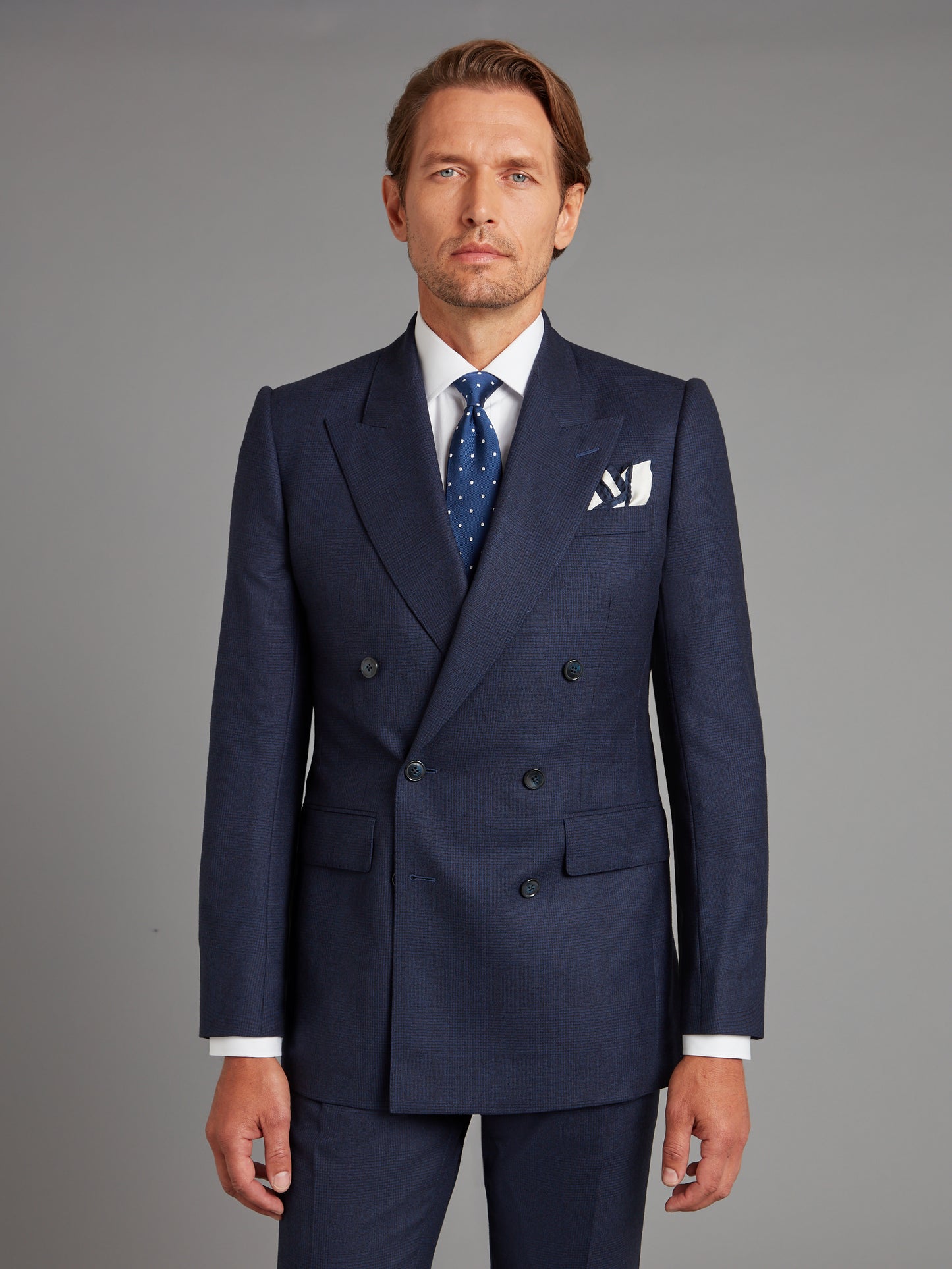 Clarence Suit Glen Plaid - Navy