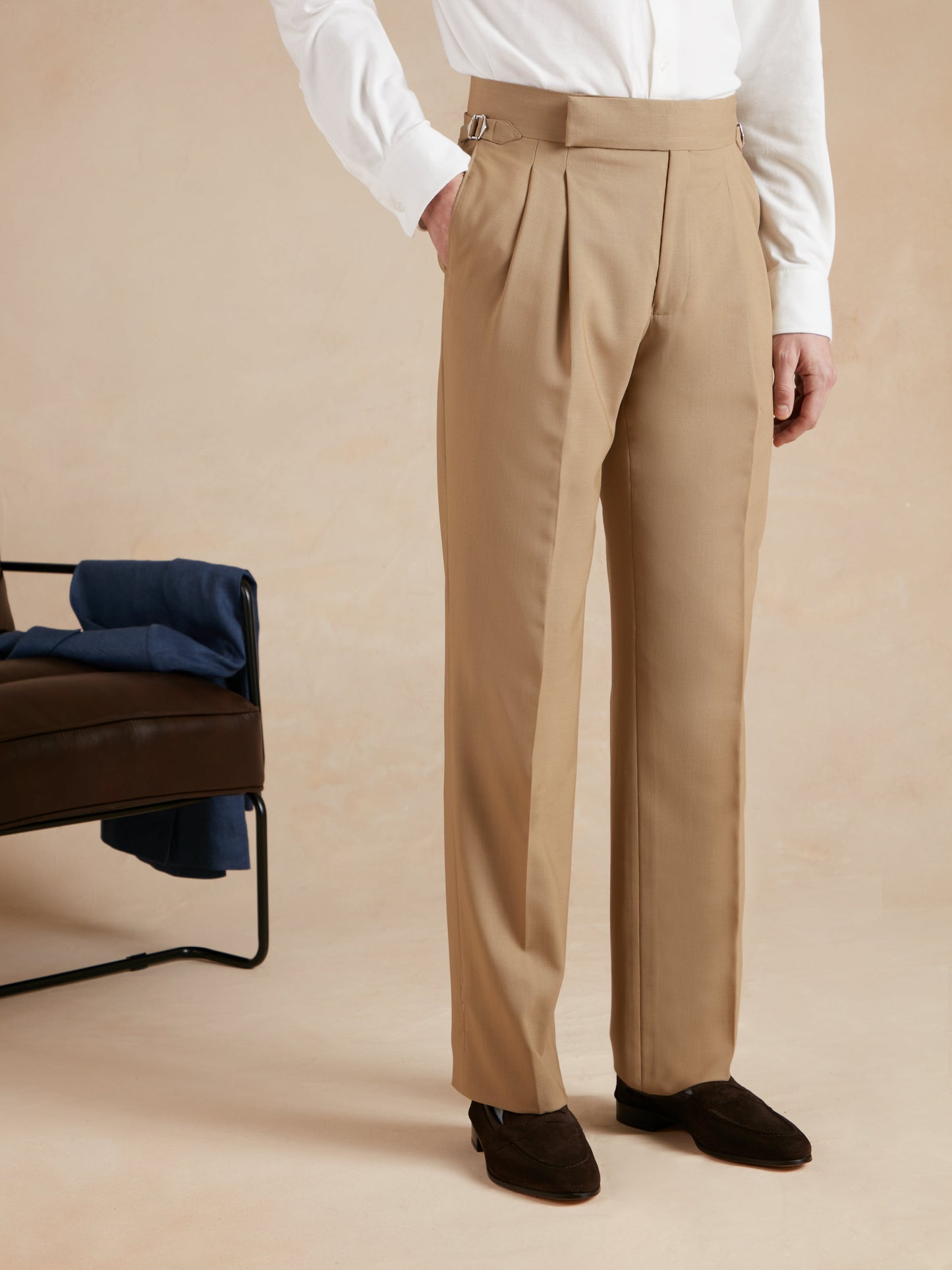 Clarendon Fresco Wool Trousers - Tuscan Beige