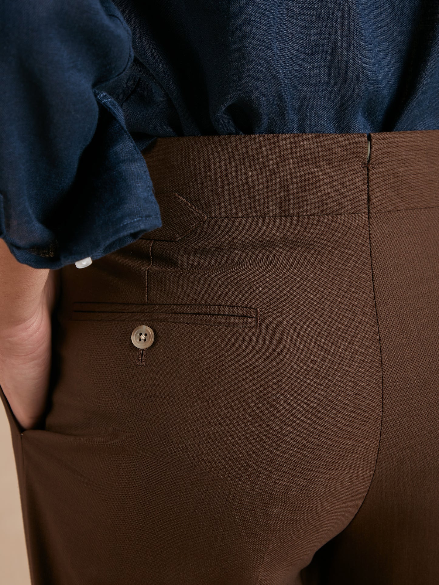 Clarendon Fresco Wool Trousers - Brown