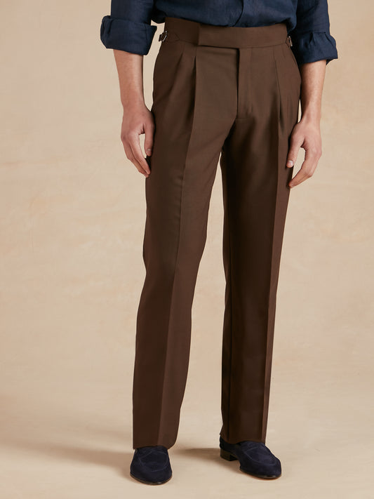 Clarendon Fresco Wool Trousers - Brown