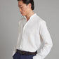 Collarless Shirt Linen - White